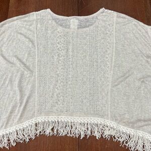 Cream Fringe Poncho crop top Jolt size L